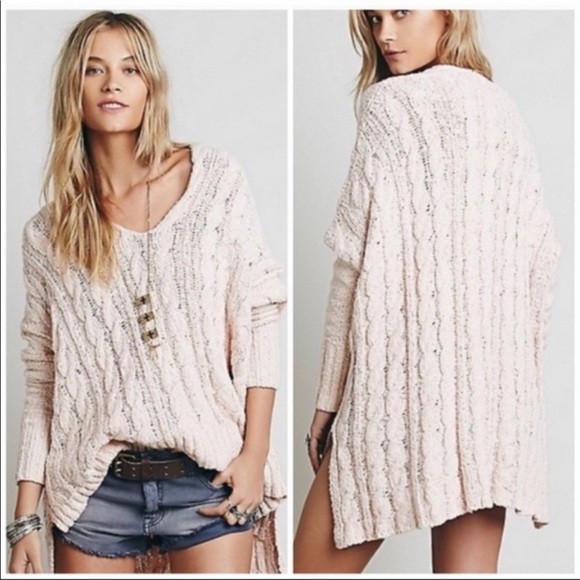 Free People Sweaters - Free People Champagne Cable Knit Sweater Tunic